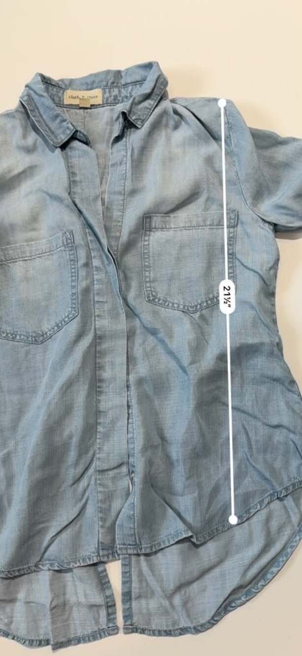 Anthro Cloth & Stone Chambray Soft Flowy Oversized Button-Up Shirt Blouse Top - Picture 4 of 11